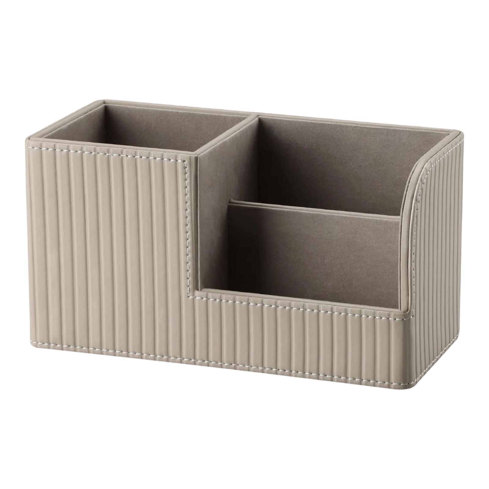 Desk Pen Storage Box Worker Supplies, Multifunctional Leather Storage Box бежевый