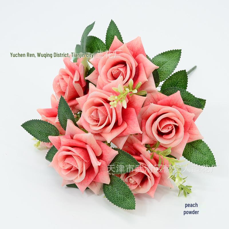 7-Head 3D Rose Bouquet with Rose Handle for Wedding and Home Decor