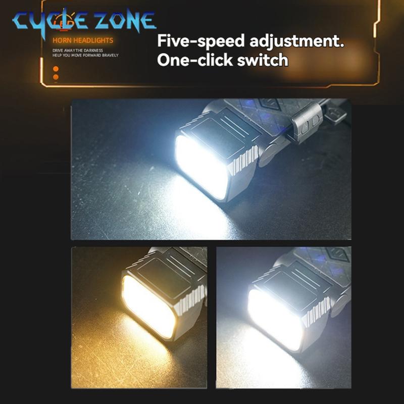 3-in-1 Bicycle Front Light with Horn & Phone Holder 6 LED Bike Light 2400mAh Bike Headlight Flashlight for Night Safety Riding