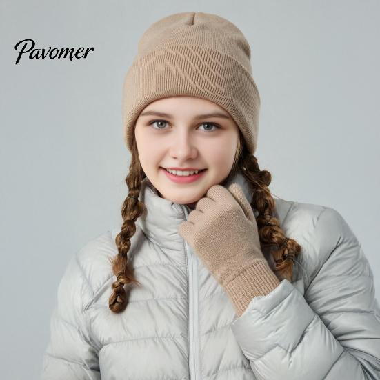 Outdoor Cycling Cold Weather Set Unisex Knitted Hat Gloves Set, Cozy Winter Beanies Gloves, Stretchy Windproof Headwear And Hand Warmers Warm Knit for