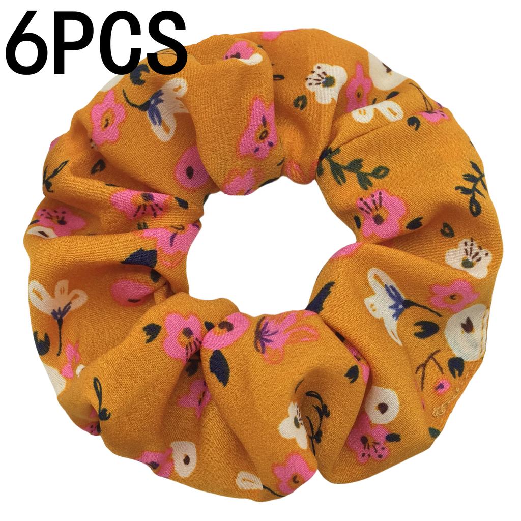 6pcs/lot Hair Scrunchies Bands Scrunchy Ties Ropes Ponytail Holder for Women Accessories Fabric Headwear Ditsy Floral Sweet Cute