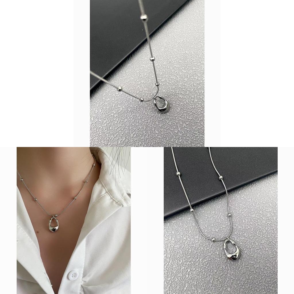 Geometric Water Drop Titanium Steel Necklace With Polished Finish For Unisex Stylish Collarbones