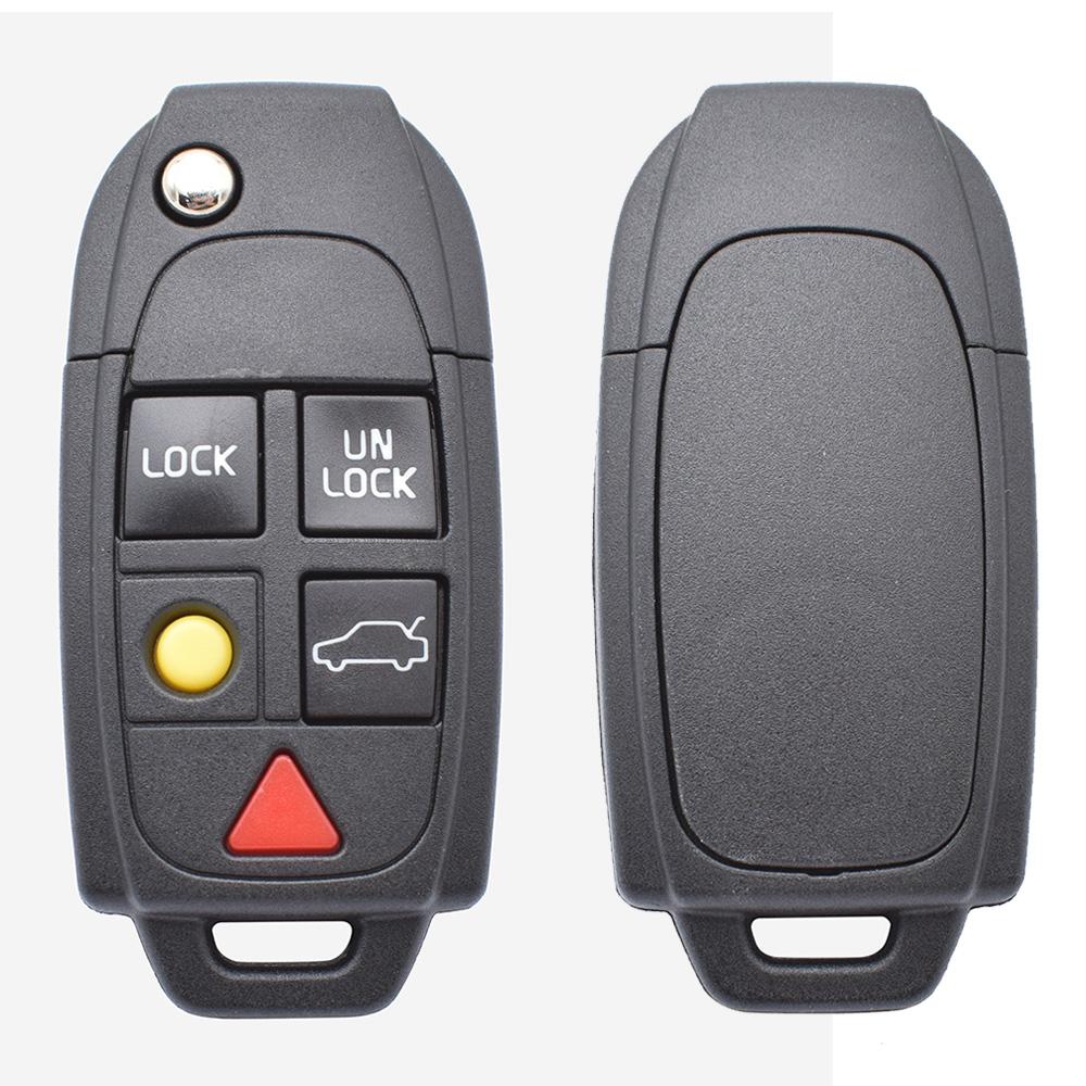 

5-кнопочный автомобильный брелок для ключей, сменный откидной складной чехол с дистанционным управлением для VOLVO S60 S80 V70 XC70 XC90, ремонтный комплект, пустое лезвие ключа чёрный