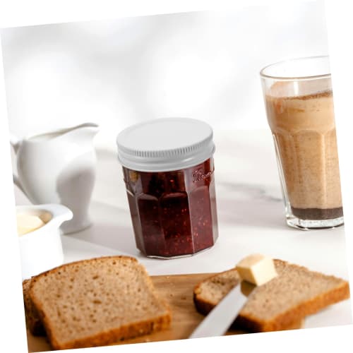 DECHOUS 70mm Metal Tin Lids for Gay Jars, 4 Each In Black and White, Iron Material, Reinforced Airtight Canning Lids for Food Preservation, Jam, and D