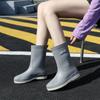 Women's Mid-Calf Fashion Waterproof Rain Boots, Thick-Soled Non-Slip, Wear-Resistant, Plus Velvet for Warmth