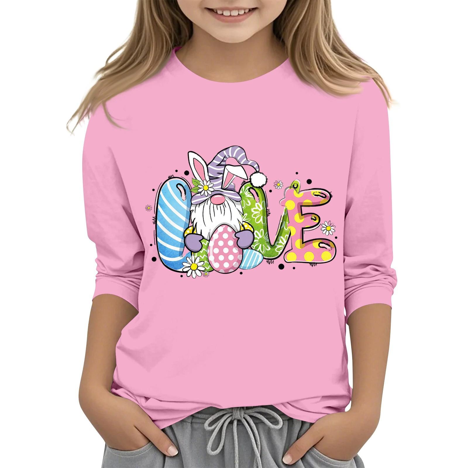 

Повсякденна футболка з круглим вирізом та рукавами 7/8 з великоднім принтом для дітей 110 рожевий