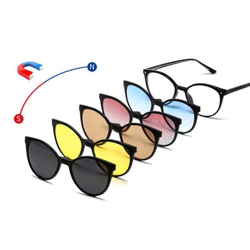 TR90 Magnetic Sleeve Glasses Retro Plug-In Polarized Sunglasses Men's And women's Clip Sunglasses Myopia Glasses Frame