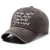 Vintage Washed Letter Embroidery Baseball Cap for Women Denim Distressed Trucker Hat Embroidered Cowboy Hat Adjustable