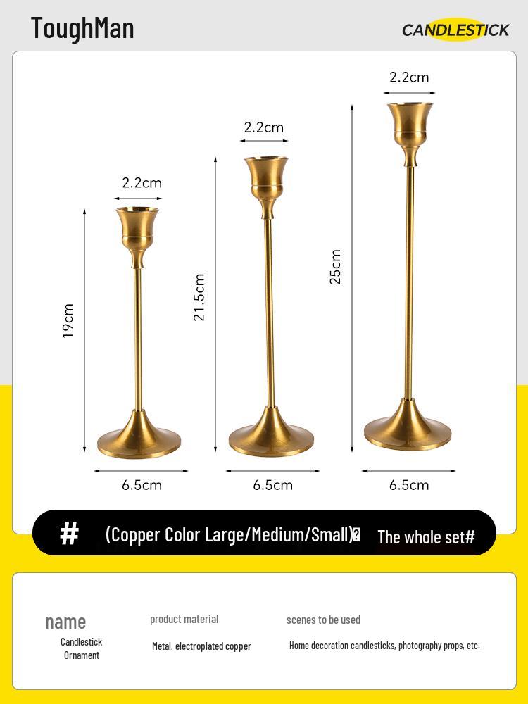 Gold Spiral Candlestick for Romantic Candlelight Dinner - Long, Smokeless, White Candle