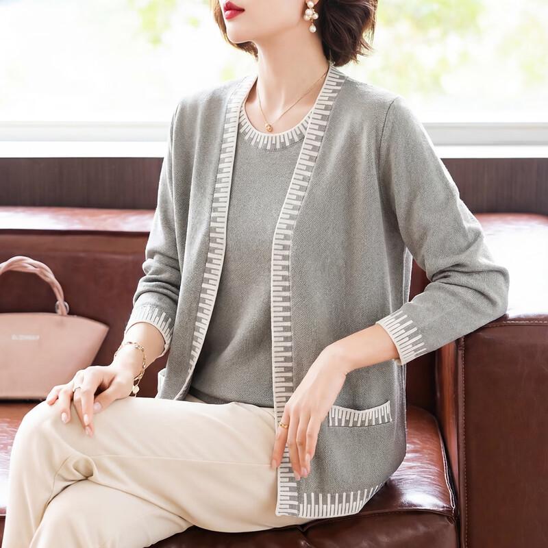 Women s Knit Cardigan & Short Sleeve Top Set 3XL