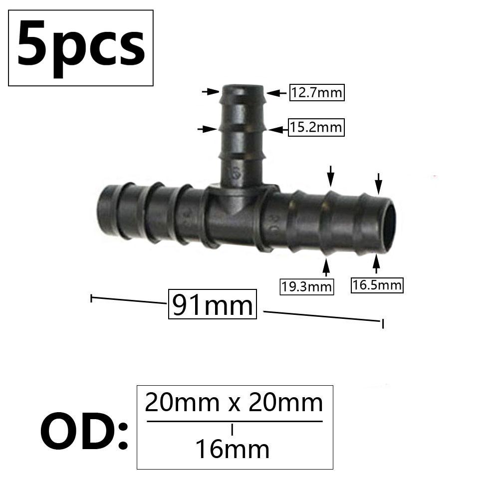 5pcs 16/20/25mm PE Pipe Barb Connector Straight Tee Elbow Plug Garden Water Hose Reducing Splitter Joint Drip Irrigation System