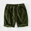 Herren-Shorts für den Sommer, elastischer Bund, verstellbarer Kordelzug, lässige Shorts mit Taschen, einfarbig, weites Bein, Strandshorts aus Cord