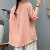 Women's Fashionable Casual Oversized Double-Layer Cotton Yarn Stand Collar Shirt With Mid-Length Sleeves In  Colour Top