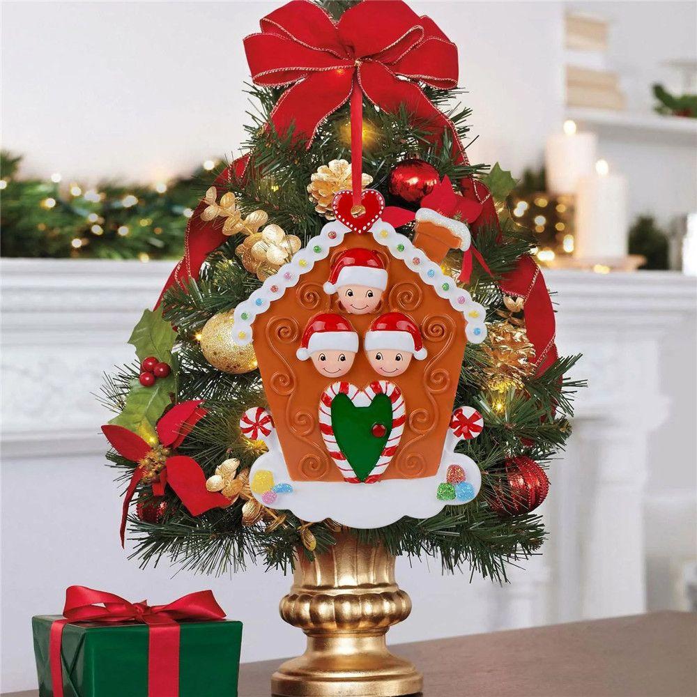 Christmas Gift Personalized Xmas Pendants Family Christmas Hanging Ornament Wooden Biscuit House