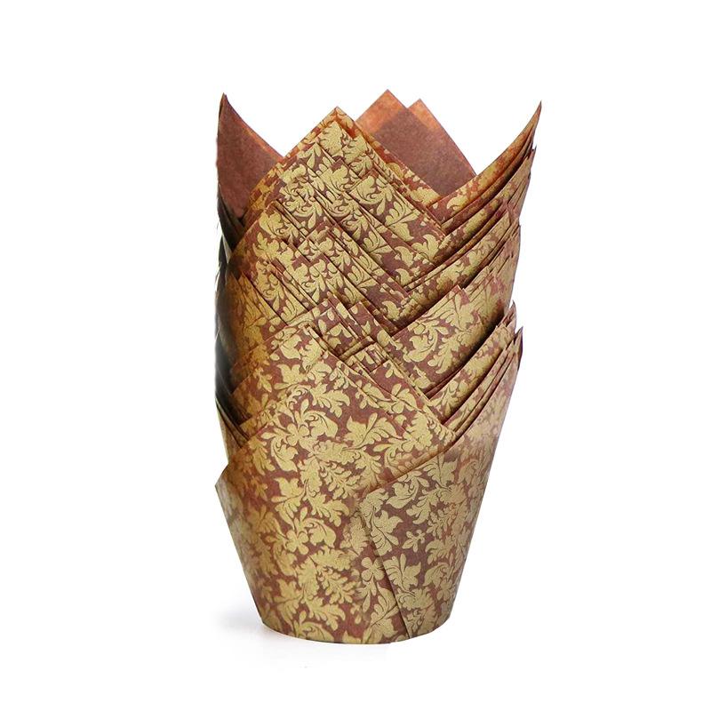 Tulip Cupcake Wrapping Paper Bake Resistant Oil Resistant Bread Paper Holder Leaf Paper Cup Golden Leaf Goblet Of Fire