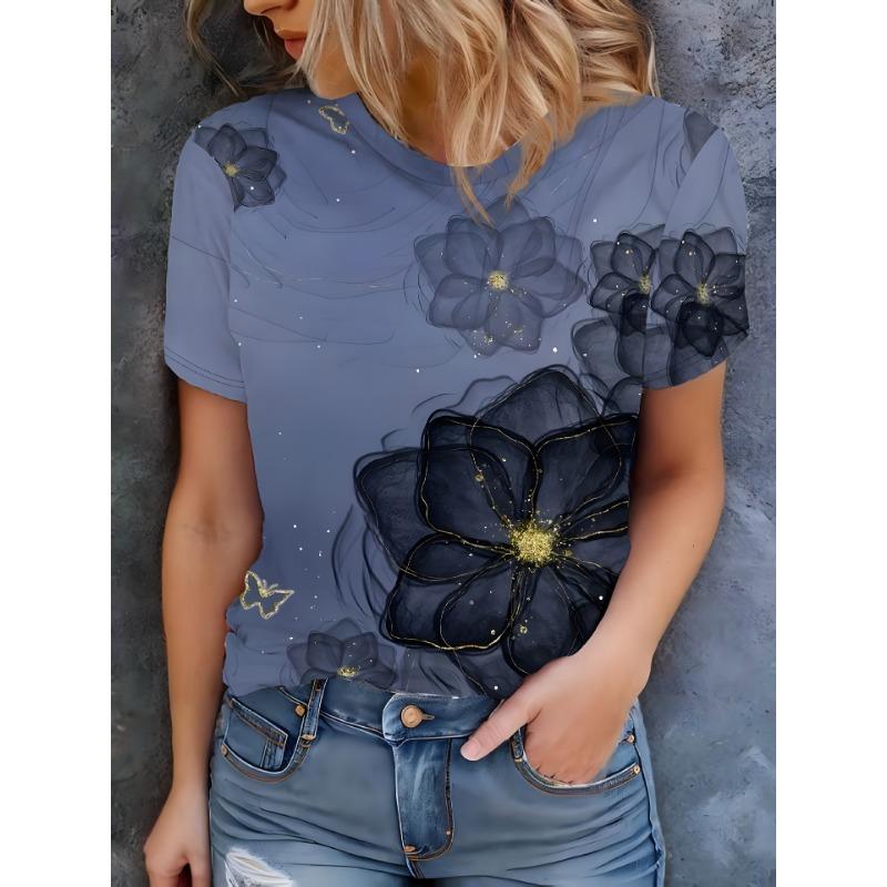 Summer Casual Versatile High-quality Fashion Short Sleeved Round Neck Loose T-shirt