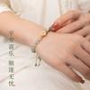 Handmade Natural Hetian Jade Bracelet Women With Peach Blossom Knot Design Boho Chic Floral Wristband Gift