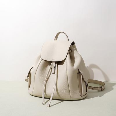 Korean Niche Versatile Commute To Work Leather Handbag Drawstring Literary and Leisure Travel Lightweight Women's Backpack