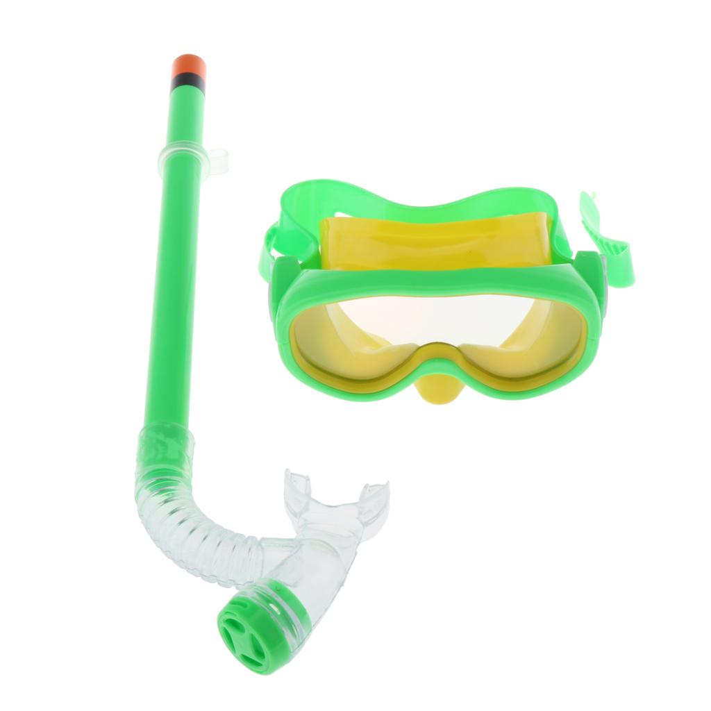 

Child Swimming Anti-Fog Goggles Kids Diving Mask & Breather Pipe Snorkeling Swimming Scuba Tube Breath Goggles зелёный