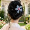Korean Style Plaid Floral Duckbill Hair Clip – Large Size High-End Half-Up Hair Accessory