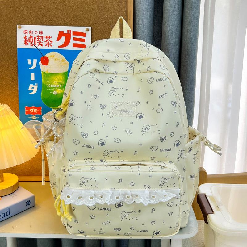 Schoolbag Korean ins wind girl backpack junior high school schoolbag girl cute cartoon student outing backpack girl