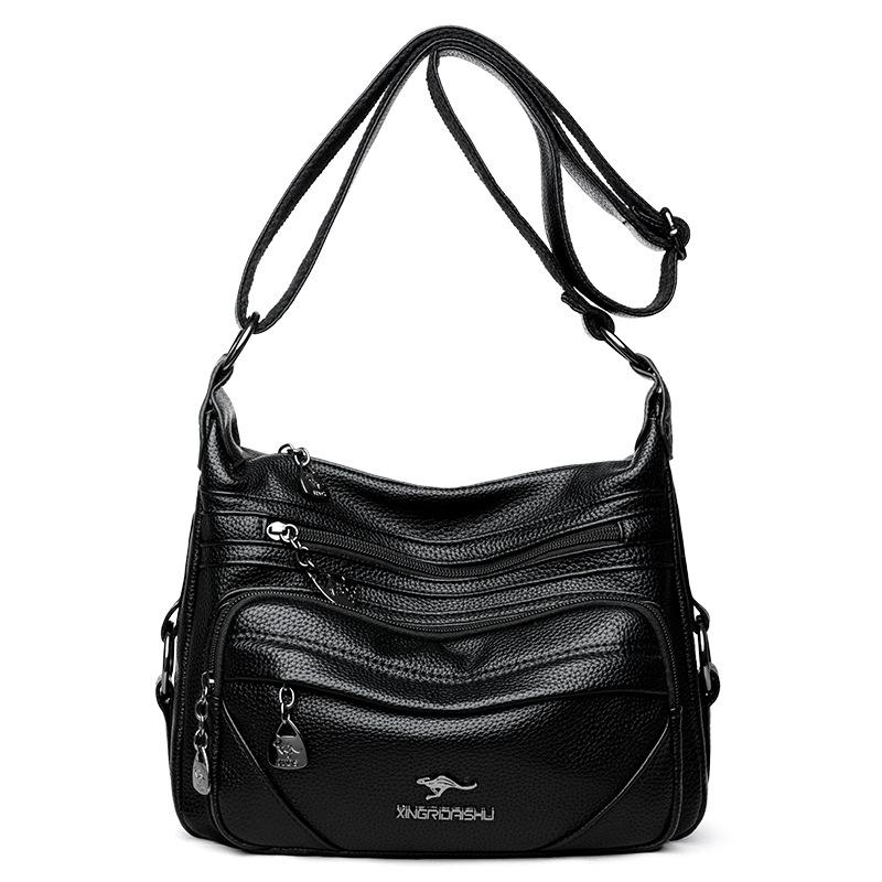 

Single-shoulder Bag, Women s Multi-pocket Crossbody Bag, Retro Mom Bag, Lychee Pattern Handbag чорний
