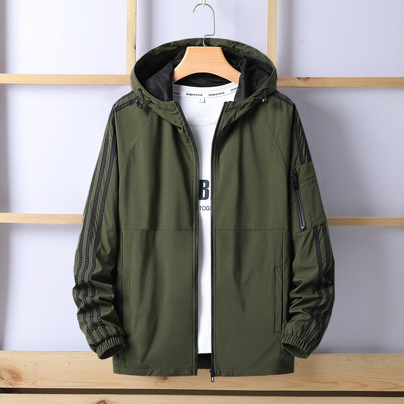 Spring and Autumn Jacket Men's Youth Sports Top Hooded Cardigan Jacket Men's Versatile Breathable Casual Versatile