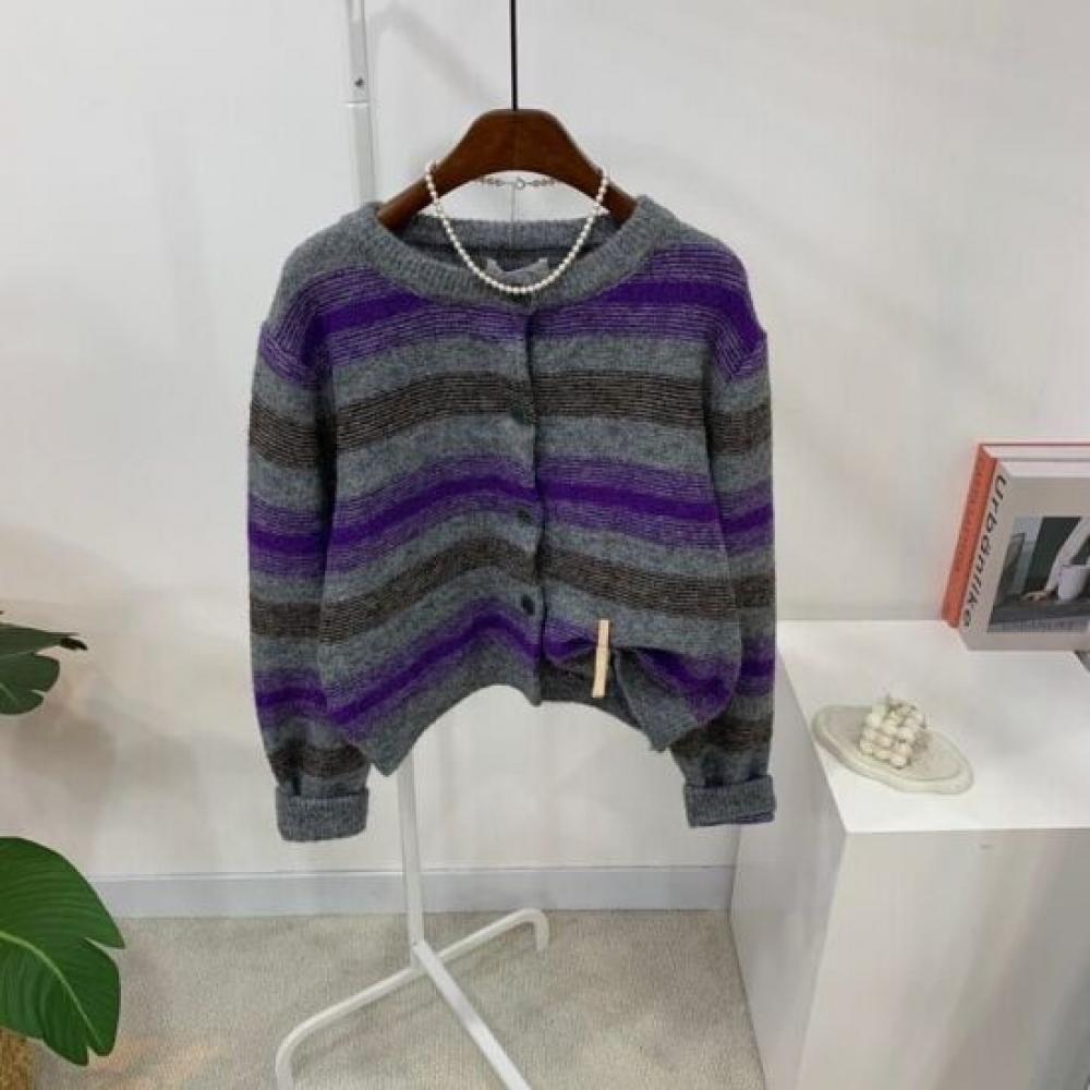 C S In The Room Tao Wool Stripe Long Sleeve Knit Cardigan 3ColorS