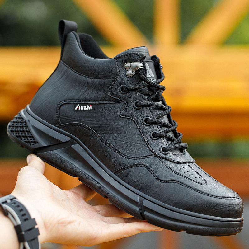 Fashion Waterproof Work Boots Safety Steel Toe Shoes Men Work Sneakers High Top Safety Shoes Men Protective Boots Mens Leather Boots