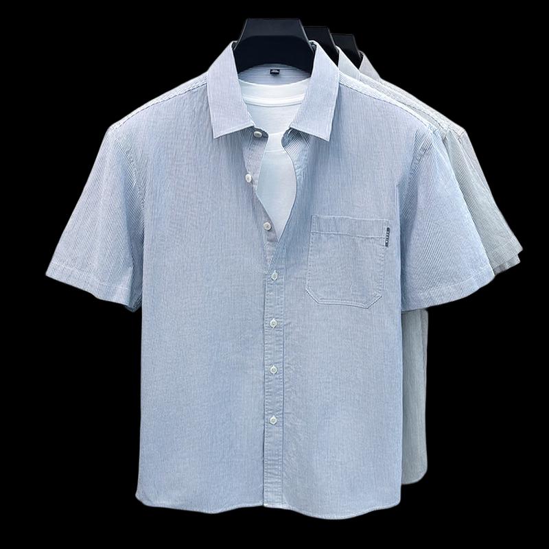 ROMON Men's Striped Cotton Polo Short Sleeve Shirt