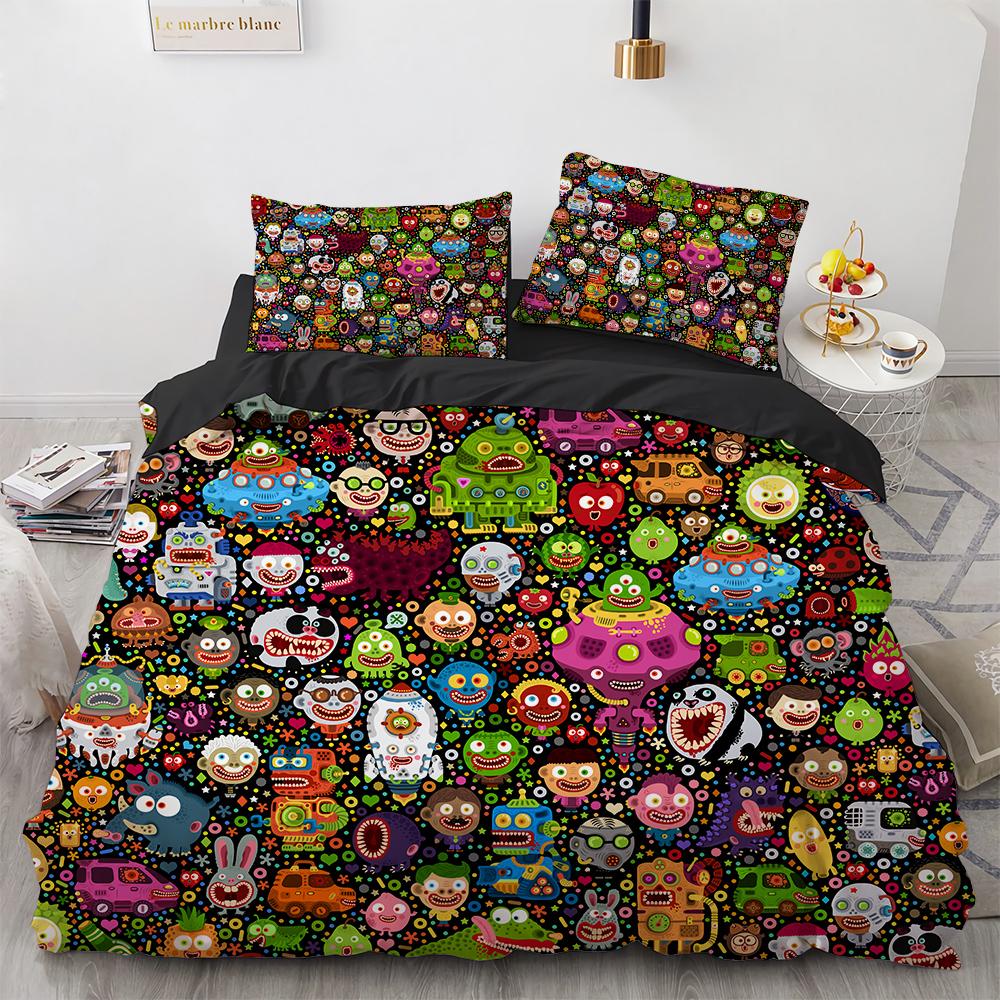 

Микроорганизм Бактерии Пододеяльник Постельное белье Набор Для Зимы Маленький Монстр Патоген Будьте Буйными с Цветом Комплект Пододеяльника 3D EU single(135x200cm)