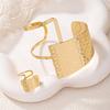 Trendy Geometric Gold Bracelet and Ring Set: Fashionable European and American Nouveau Riche Design