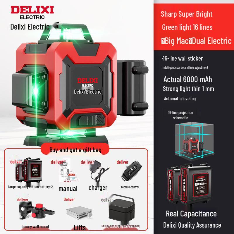 Delixi 12-Point High-Precision Green Laser Level for Outdoor Use