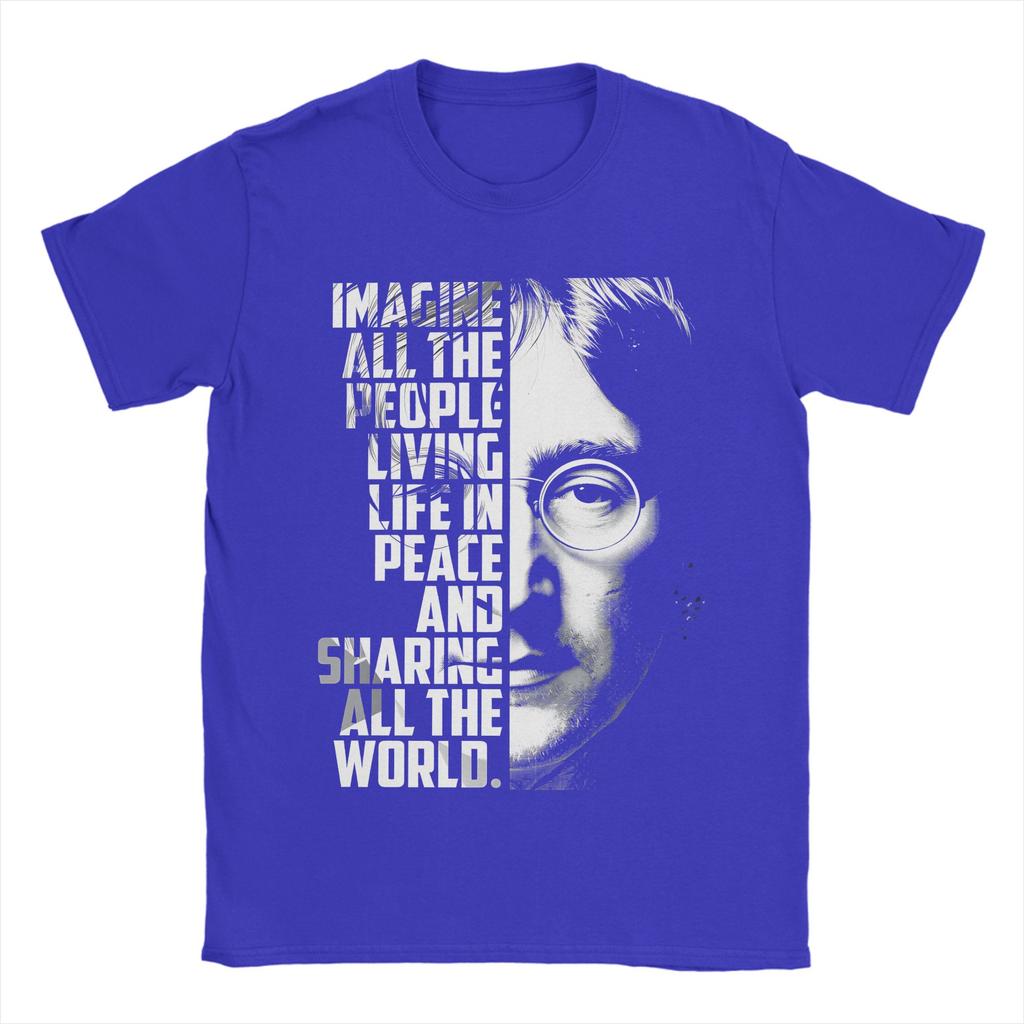 John Lennon Poster Unisexs T Shirts Humorous Tees Short Sleeve Round Neck TShirt Cotton 4XL 5XL 6XL Clothing