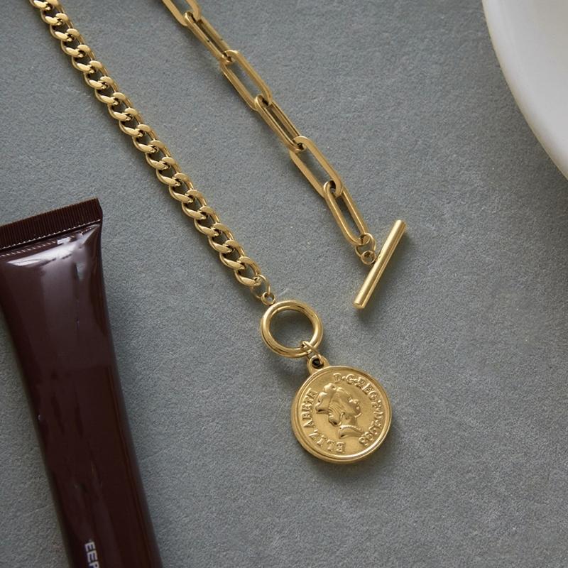 Classical Portrait Coin Pendant Necklace Stainless Steel For Versatile Everyday Wear And Special Occasions Gift