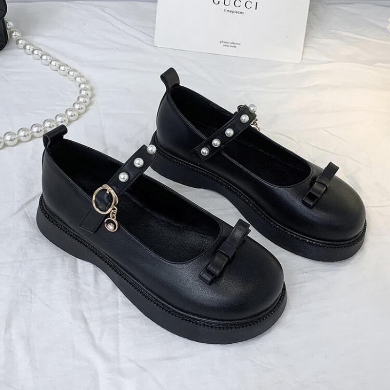 

Осень и зима новая принцесса кожаные туфли однотонные пряжка школьница бант низкий верх черный студентка кожаные туфли 39 (inner length 24.5cm) чёрный