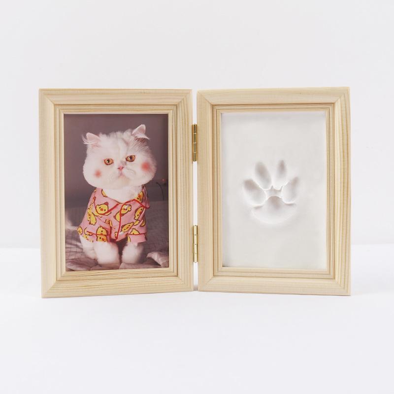 Pet Paw Print Solid Wood Ink Pad & Photo Frame Display Souvenir