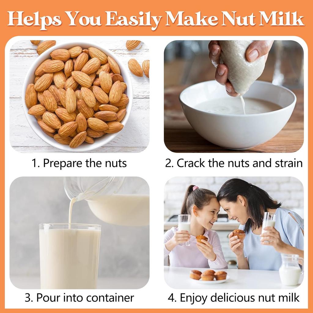 Tudomro 12 Pcs Nut Milk Bag Reble Food Safe Nylon Bag Strainer Nut Milk Mesh for Straining Almond, Coffee, Juices, Yogurt, Soup and Doufu, 7.9 x 11.8