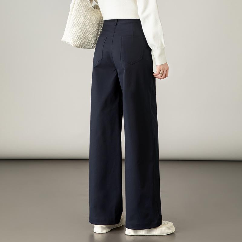 2025 Autumn Women's High-Waisted Wide-Leg White Casual Pants