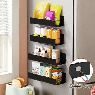 Magnetic Spice Storage Rack Refrigerator Organizer Sturdy Construction Rustproof Simple Installation Fridge Organizer Storage Holder