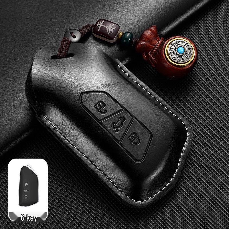 Leather Key Case for Volkswagen Models: T-Cross, Lavida, Lamando, Bora, Tiguan, Sagitar, Polo, Magotan, Passat, Tharu