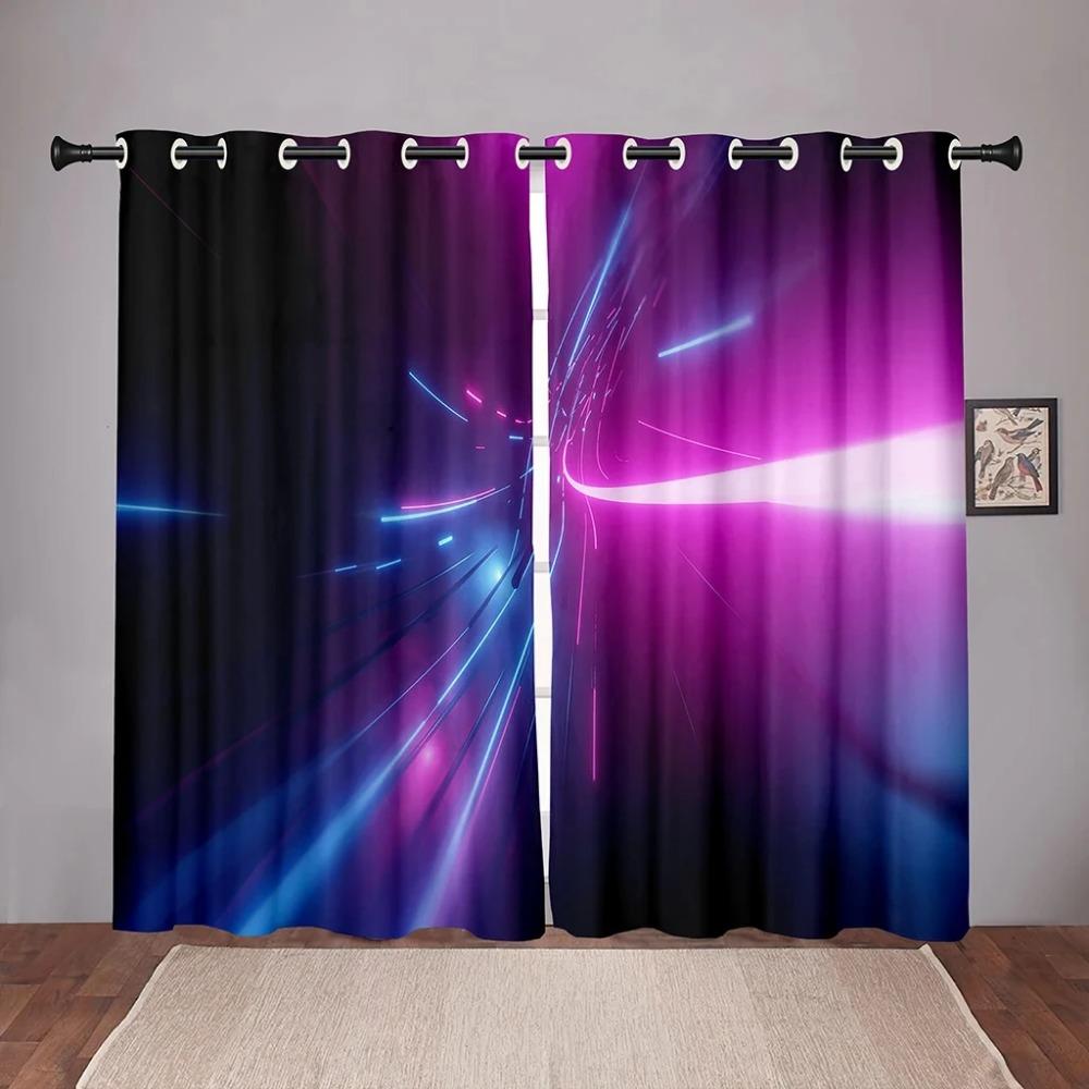 Thick Neon Emitted Light Cool Kids Blackout Window Curtain for Bedroom Living Room Bathroom Kicthen Door Hall Home High Shading