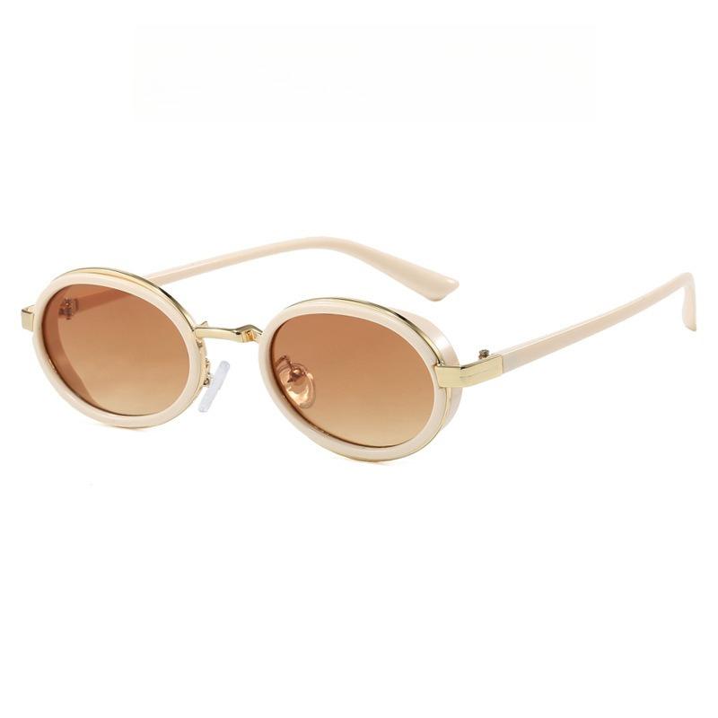 

Ellipse Small Frame Steampunk Metal Oval Shaped Sunglasses Outdoor Travel Beach Holiday Uv Protection Fashionable Shade Travel