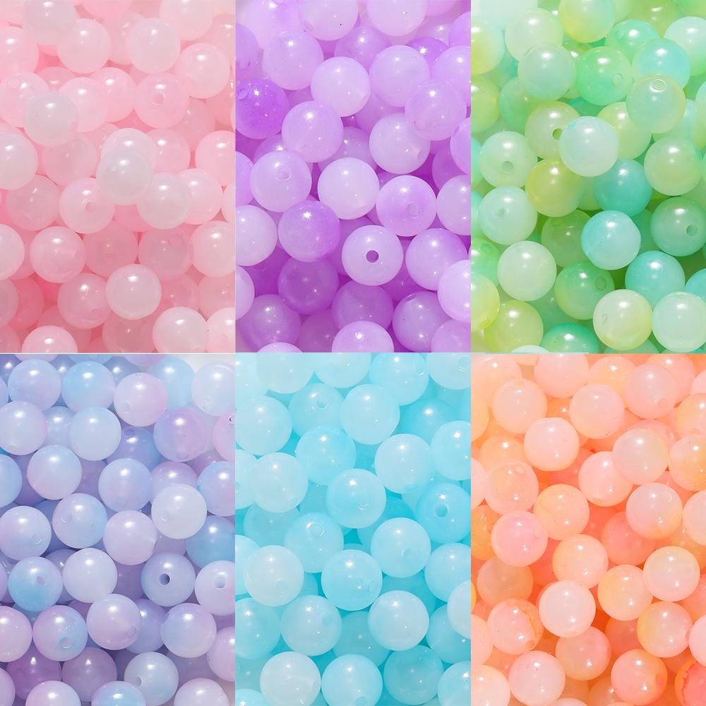 50Pcs 8/10mm Colorful Jelly Result Round Acrylic Beads Loose Spacer Beads for DIY Bracelet Necklace Jewelry Making Accessories