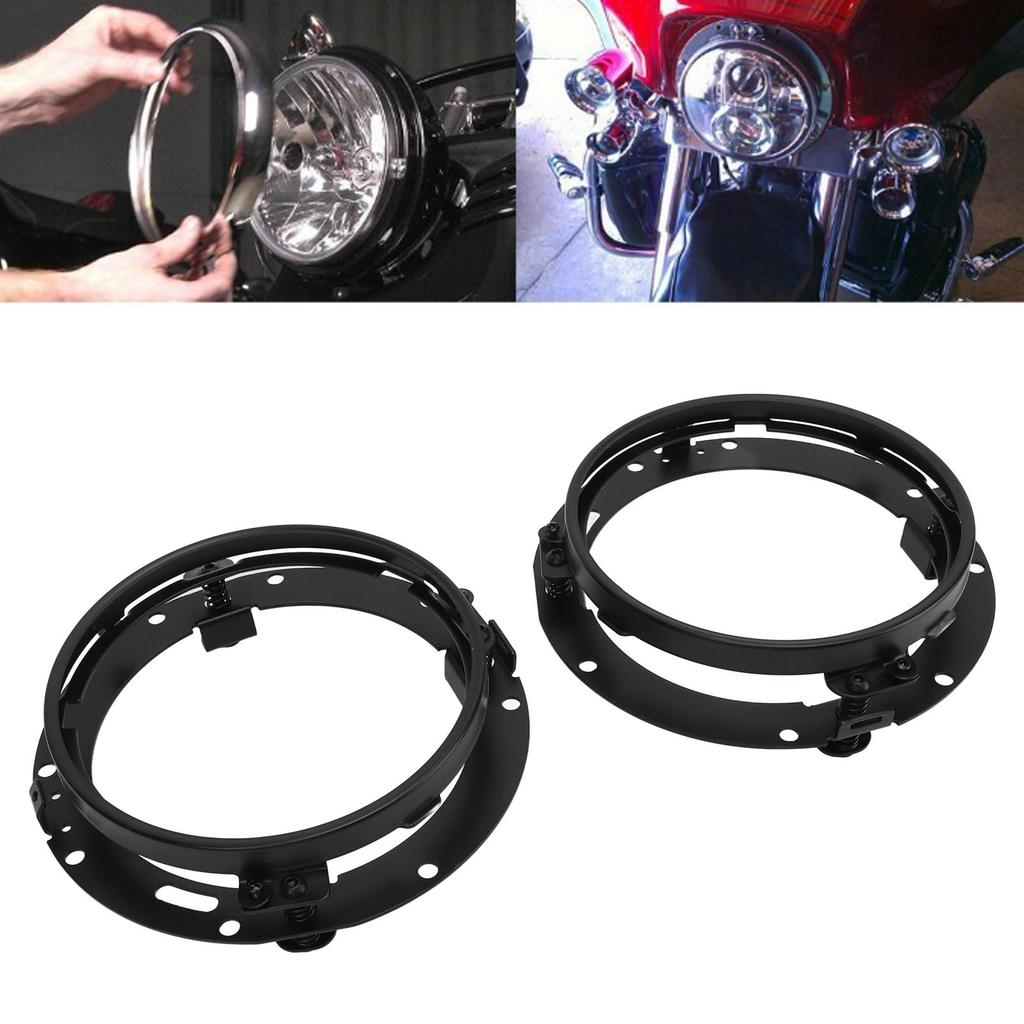 2pcs Headlight Retaining Rings for Wrangler JK 2007 to 2018 7" Round Headlight Ring Headlamp Mounting Bracket Retention Bezel Ring