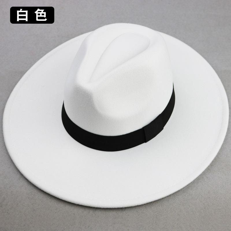 Top Hat Men's Woolen Big Brim Black Top Hat French British Retro Gentleman's Hat Big Head Circumference Hat Jazz Hat