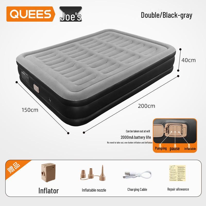 Inflatable Raised Air Mattress for Camping - Single/Double Portable Electric Flocking
