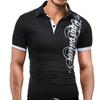 Elegant Men's Fashion Lapel Short Sleeve Blouse Casual Letters Print T-shirt