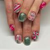 Lines False Nails Short Square Full Cover Stick On Nails Christmas Press On Nails Manicures Supplies