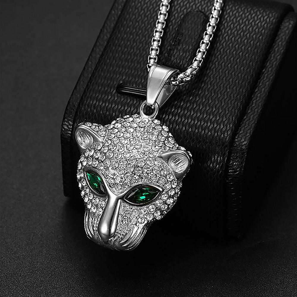 Vintage Stainless Steel Leopard Head Pendant Necklace Gothic Hip Hop Classic Animal Necklaces for Men Fashion Party Jewelry Gift